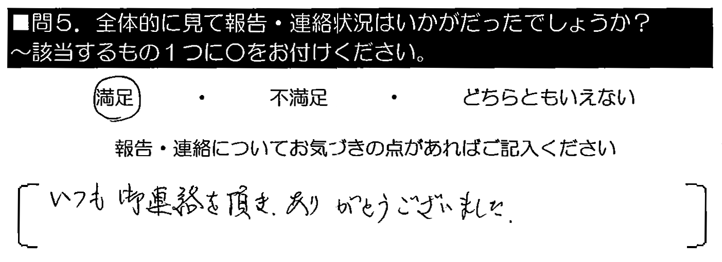 いつも御連絡を頂きありがとうございました。