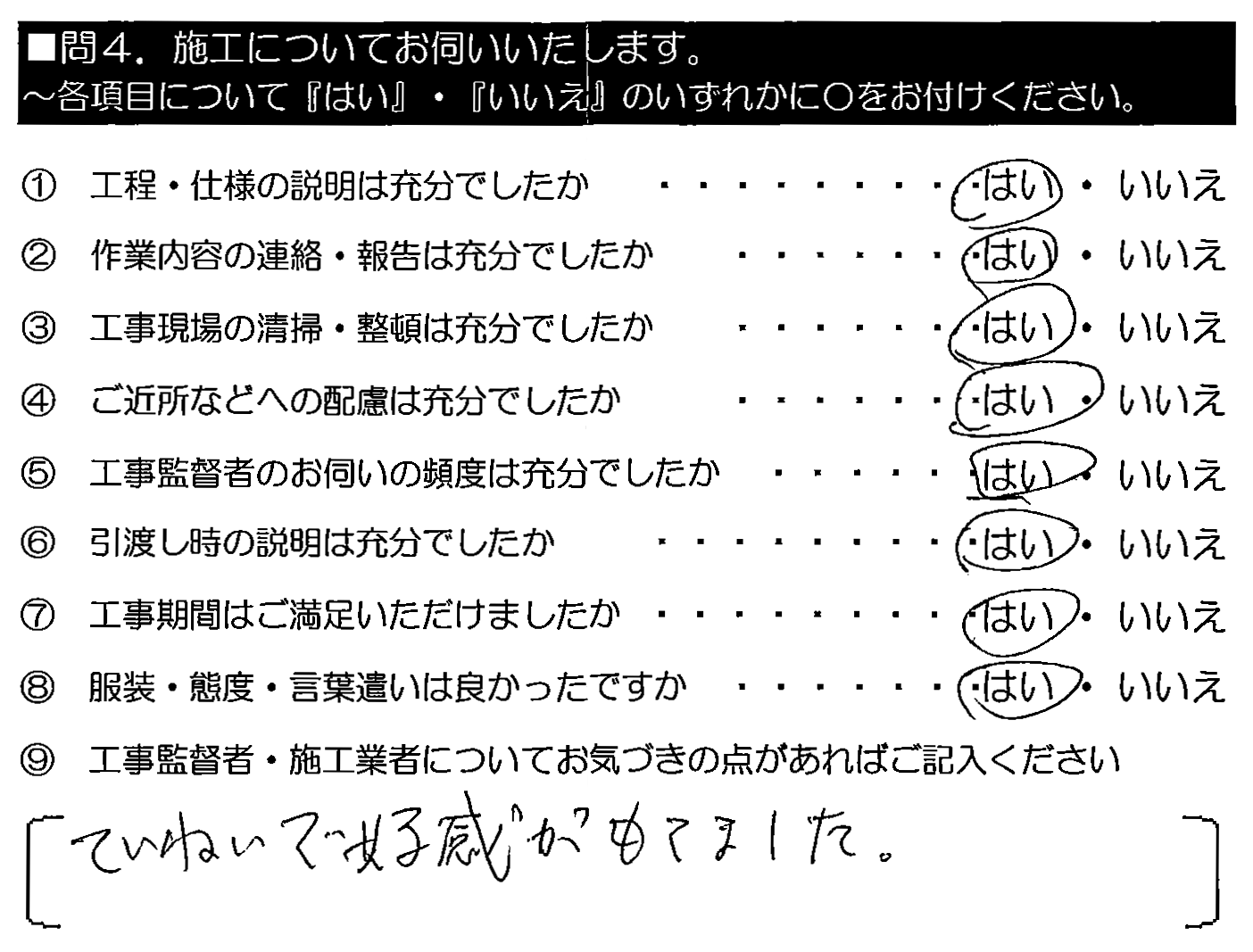 ていねいで好感がもてました。