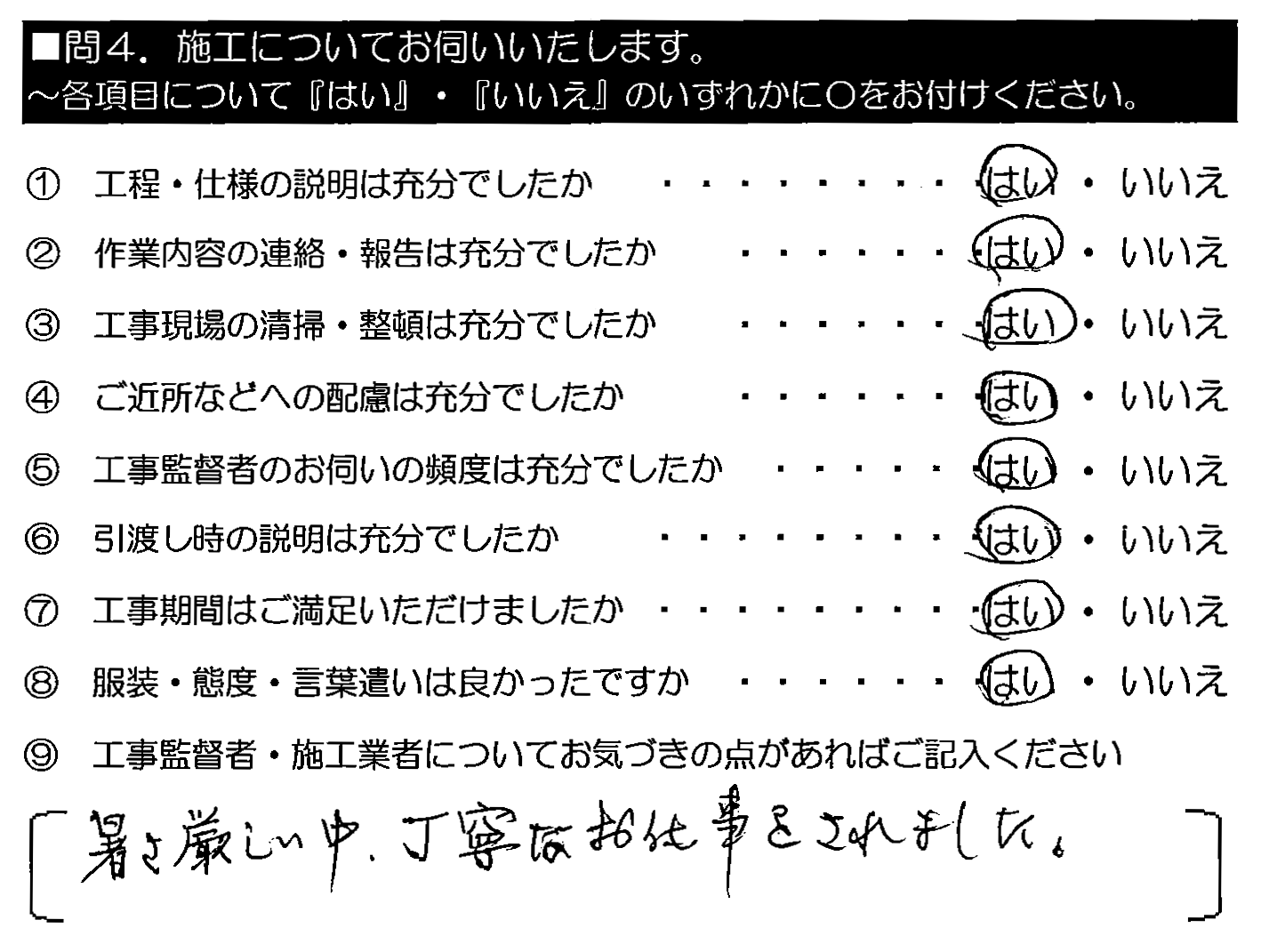 暑さ厳しい中、丁寧なお仕事をされました。