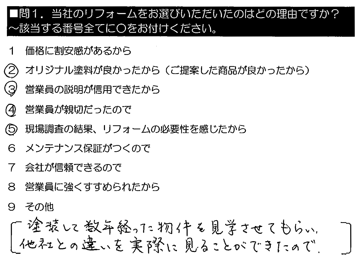 塗装して数年経った物件を見学させてもらい