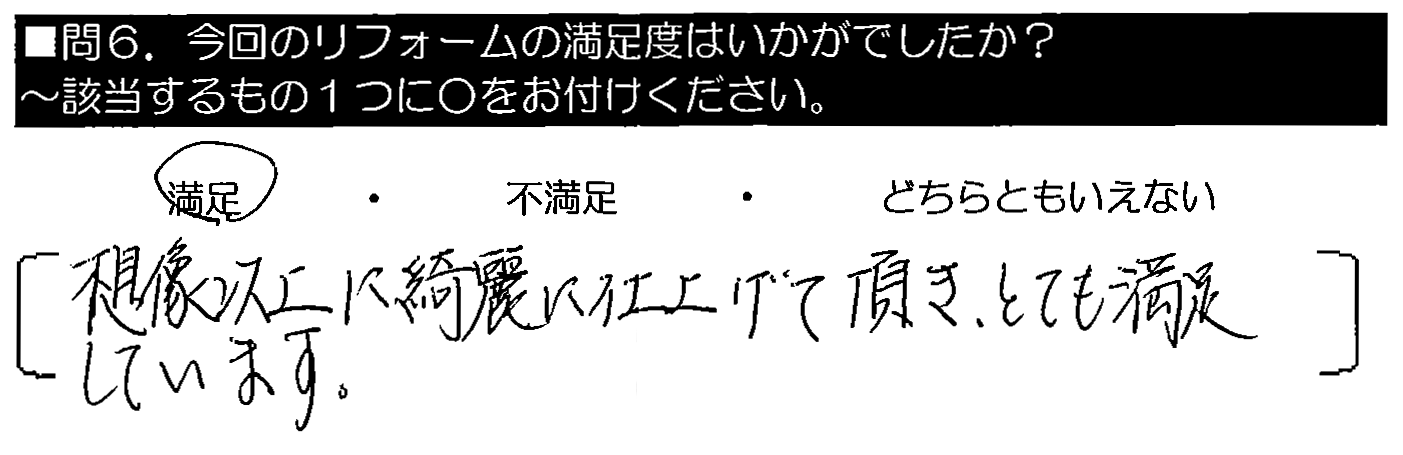 想像以上に綺麗に仕上げて頂き、とても満足しています。