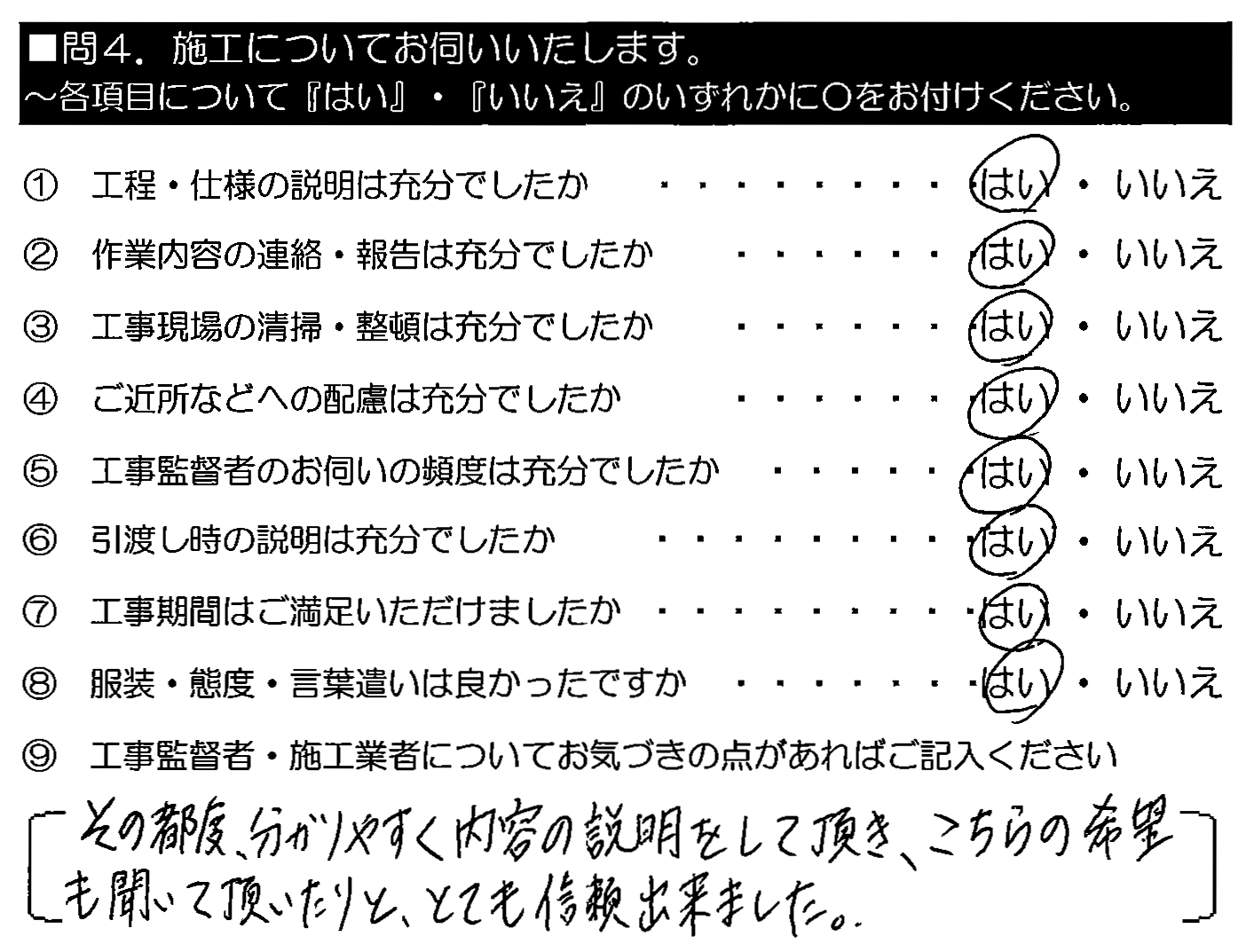 その都度、分かりやすく内容の説明をして頂き