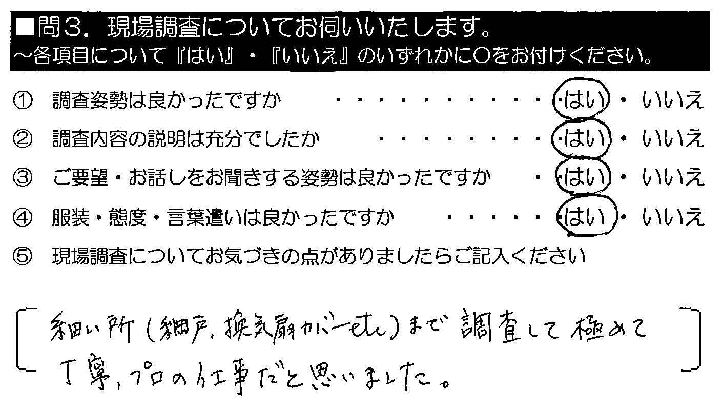 細かい所まで調査して極めて丁寧、プロの仕事