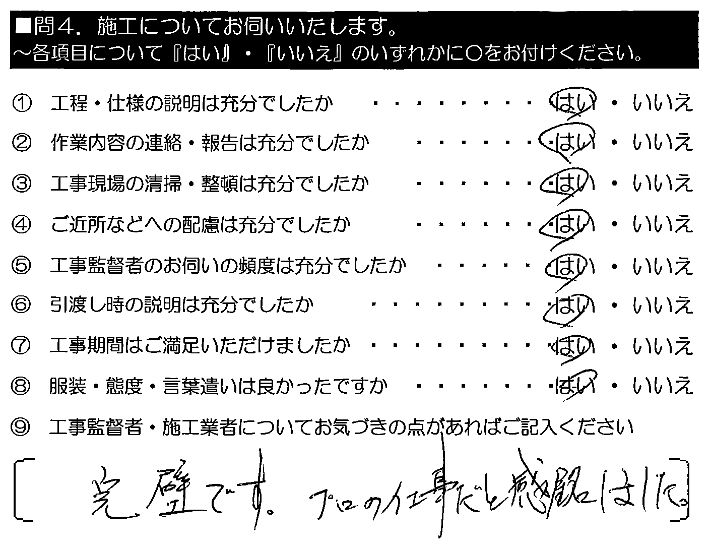 完璧です。プロの仕事だと感銘しました。