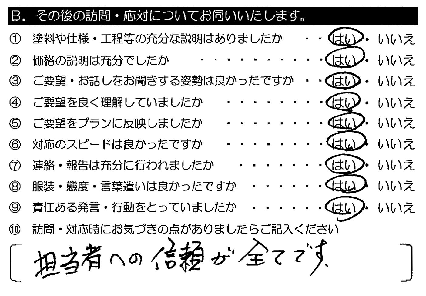 担当者への信頼が全てす