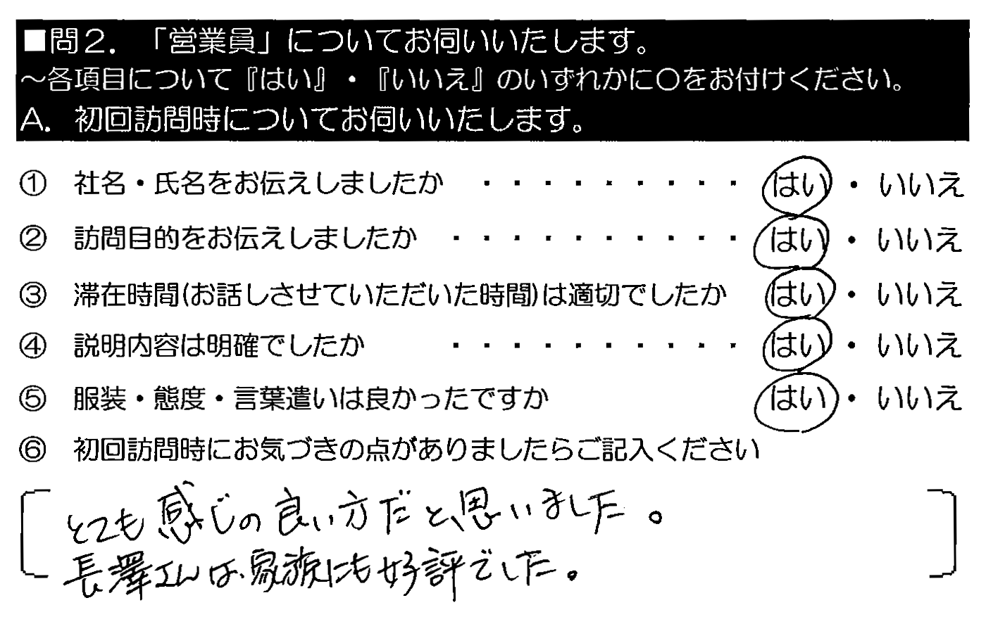 とても感じの良い方だと思いました。