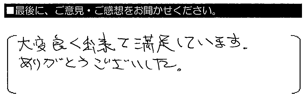 大変良くできて満足しています。有り難うございました。