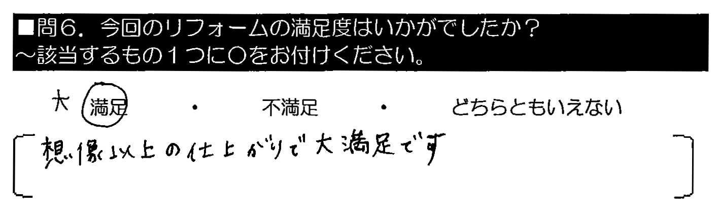 想像以上の仕上がりで大満足です。