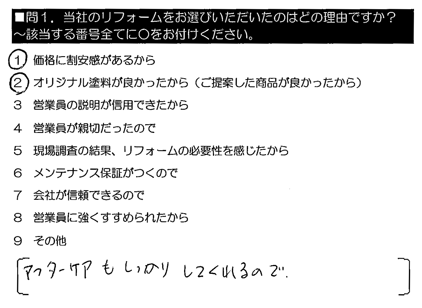 アフターケアもしっかりしてくれるので。