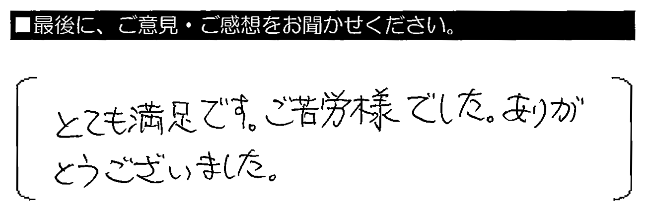 とても満足です。ご苦労様でした。ありがとうございました。