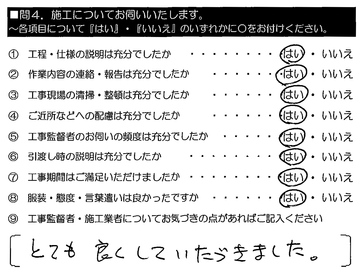 とても良くしていただきました。