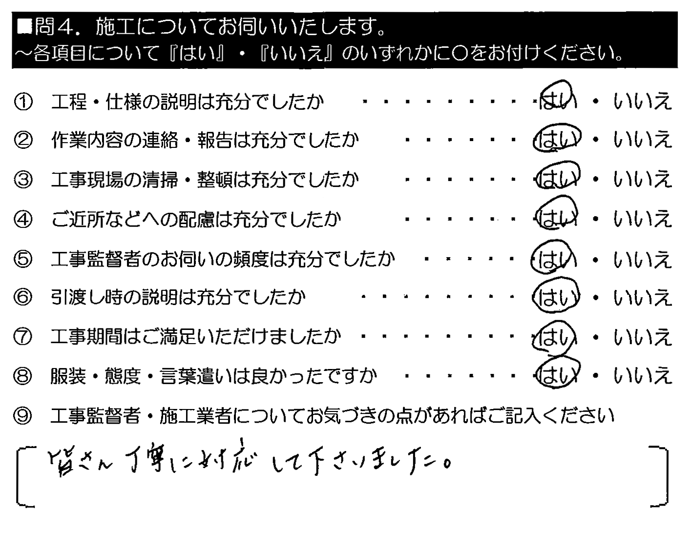 皆さん丁寧に対応して下さいました。