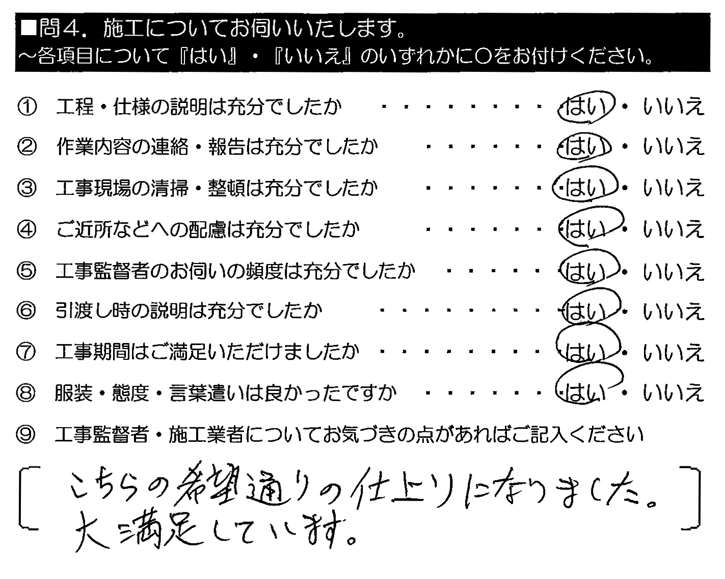 こちらの希望通りの仕上りになりました。大満足しています。