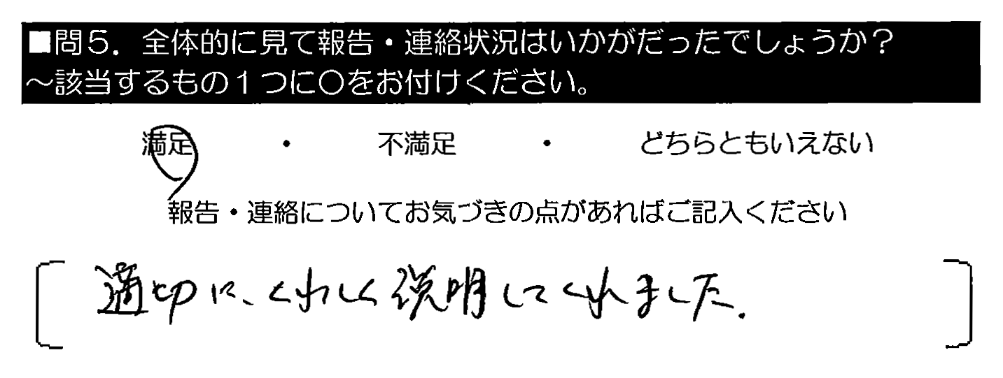 適切に、くわしく説明してくれました。