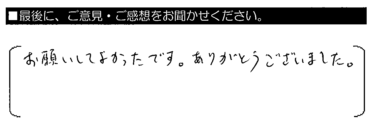 お願いしてよかったです。ありがとうございました。