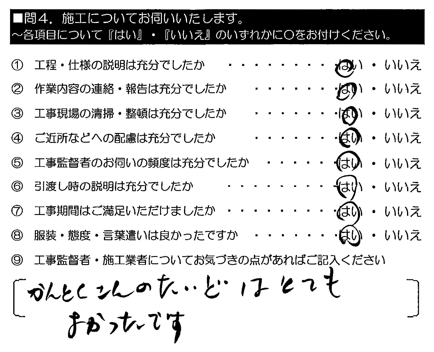 過かんとくさんのたいどはとてもよかったです。