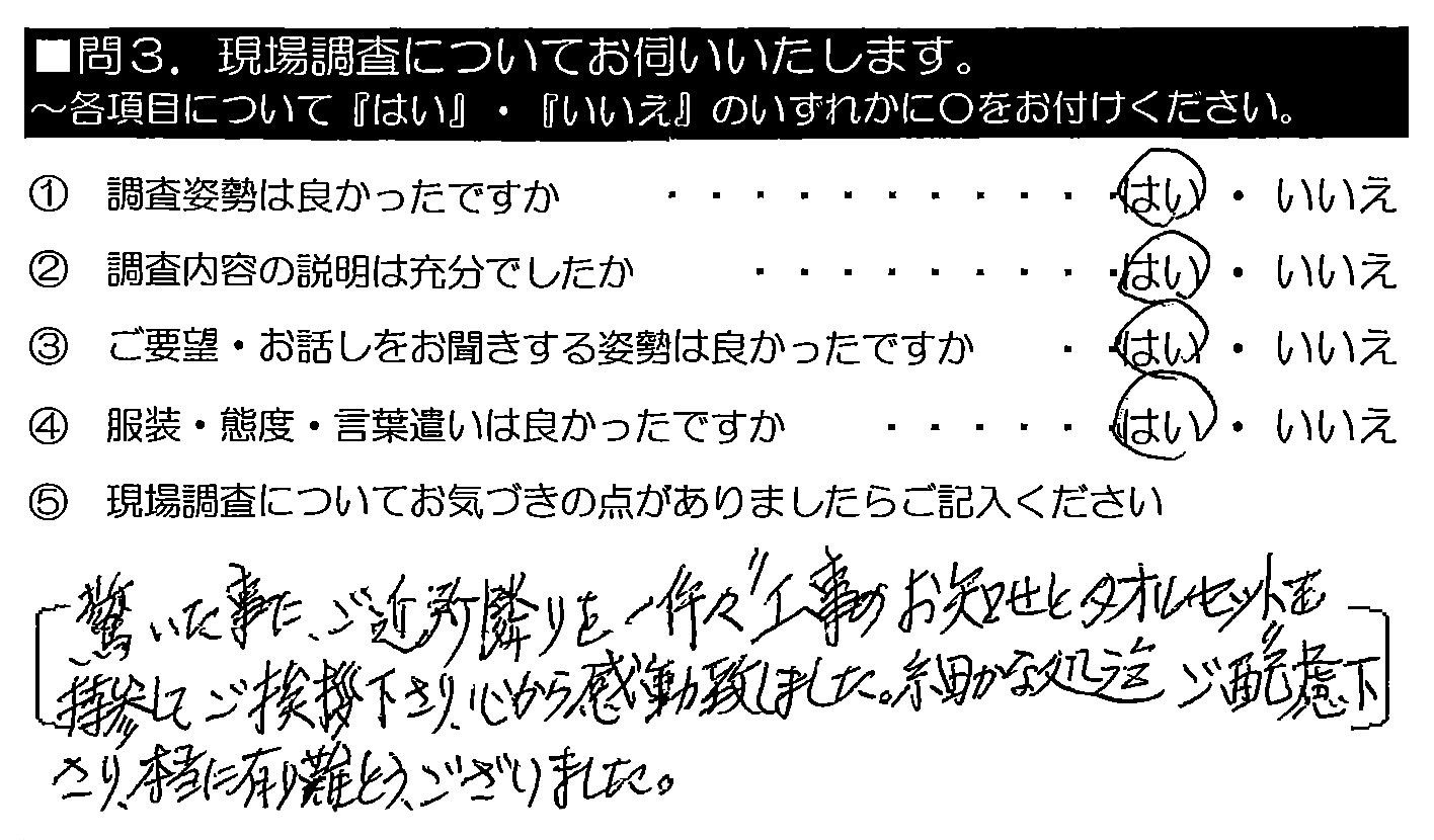 驚いた事に、ご近所隣りを1軒々