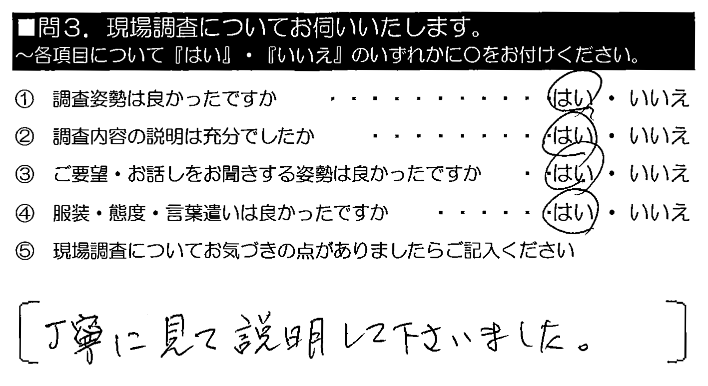 丁寧に見て説明して下さいました。