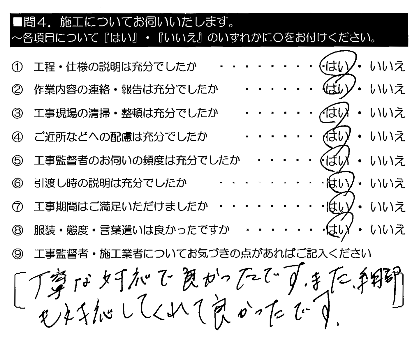 丁寧な対応で良かったです。また、細部も対応してくれて良かったです。