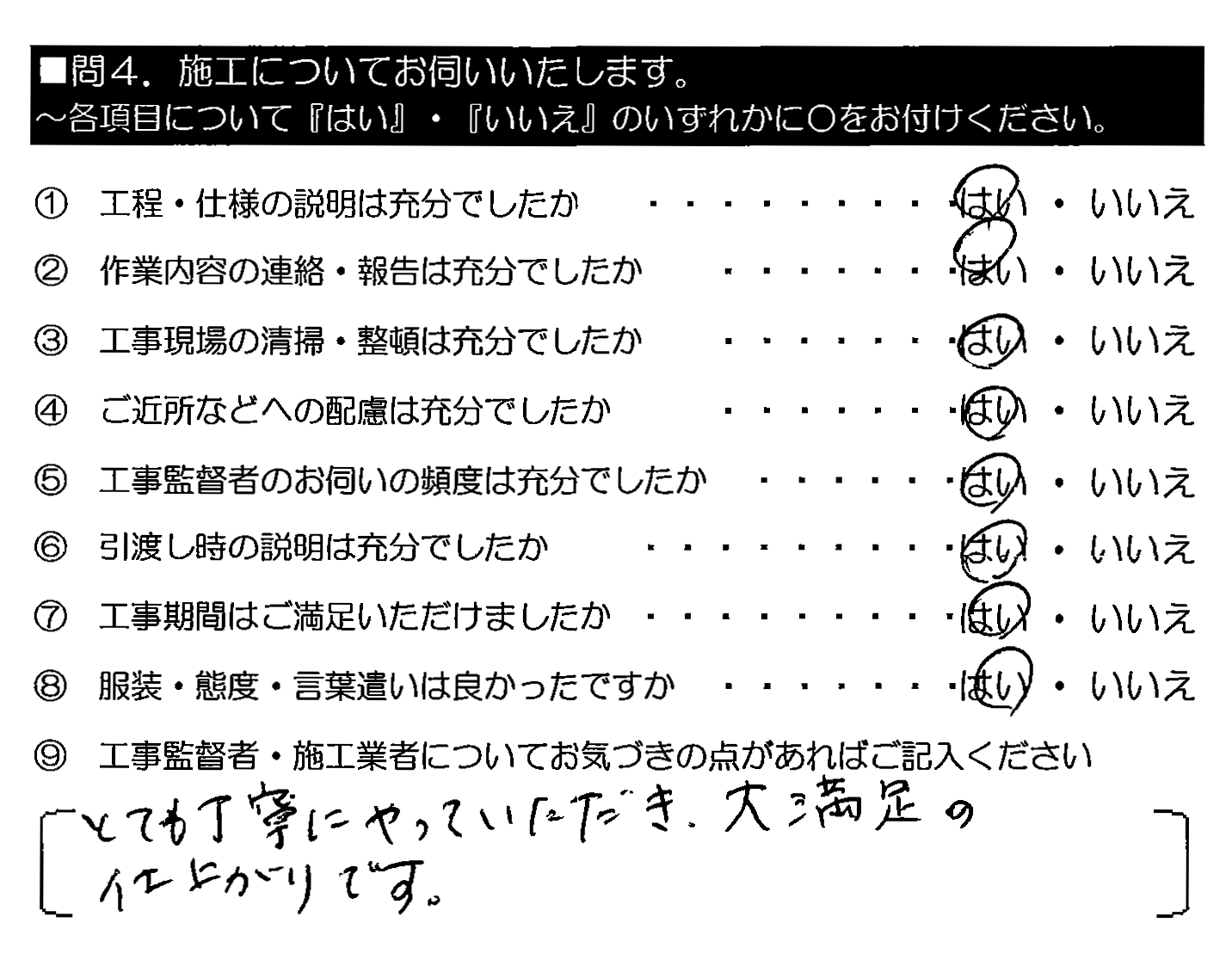 とても丁寧にやっていただき、大満足の仕上がりです。