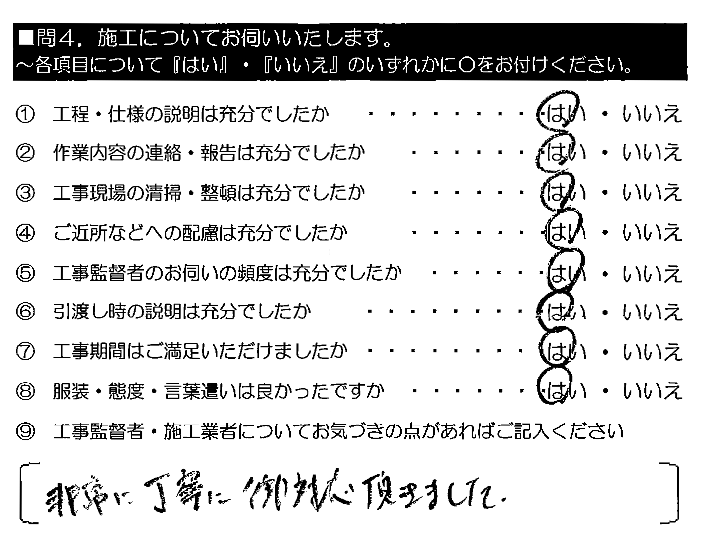 非常に丁寧に御対応頂きました。