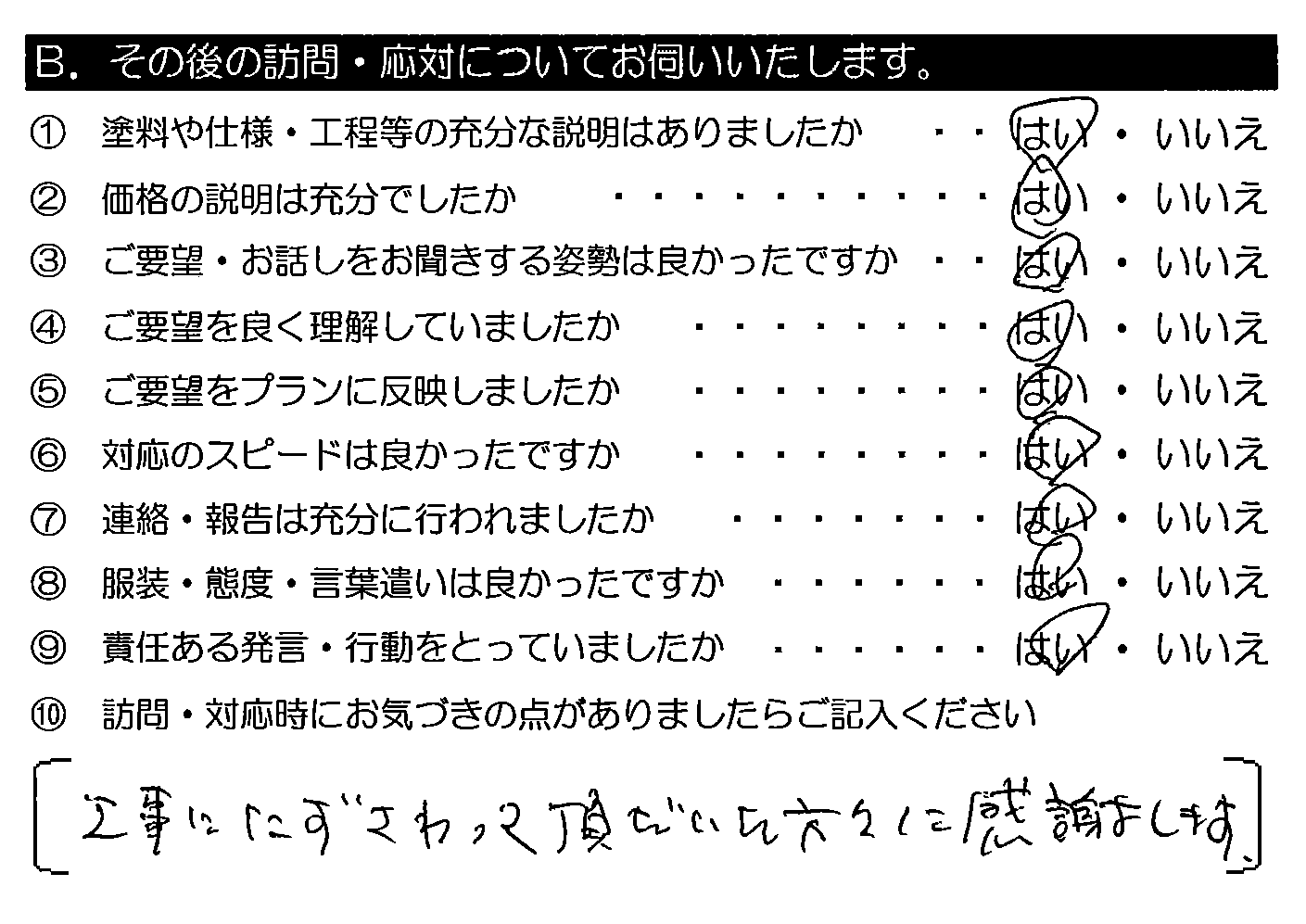 工事にたずさわって頂いた方々に感謝します。