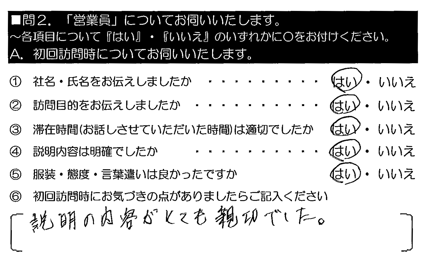 説明の内容がとても親切でした。