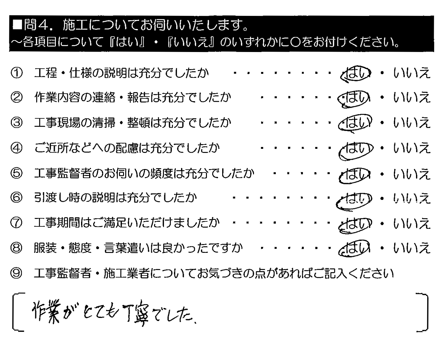 作業がとても丁寧でした。