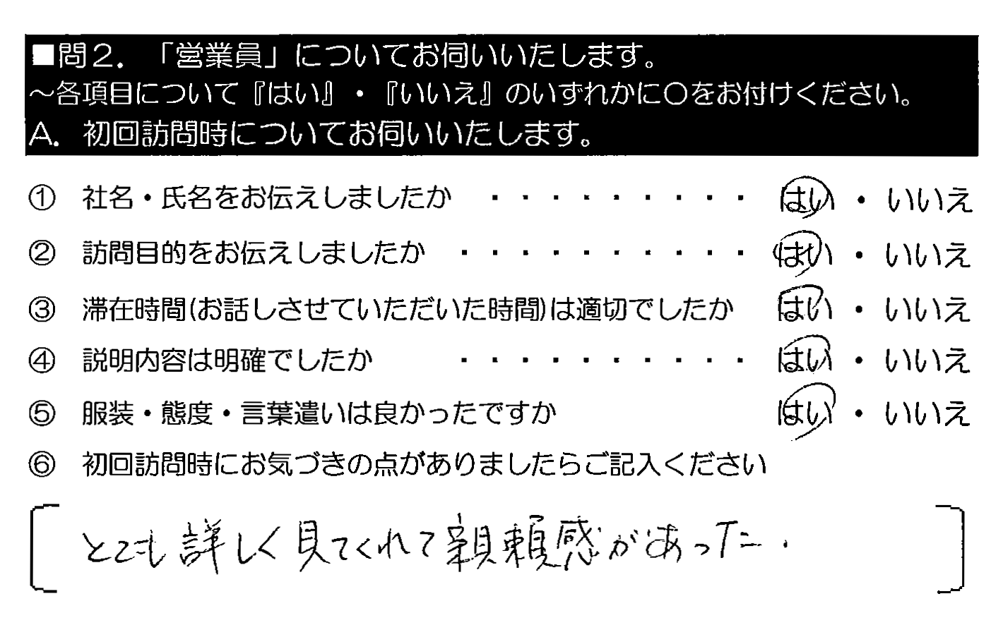 とても詳しく見てくれて信頼感があった。