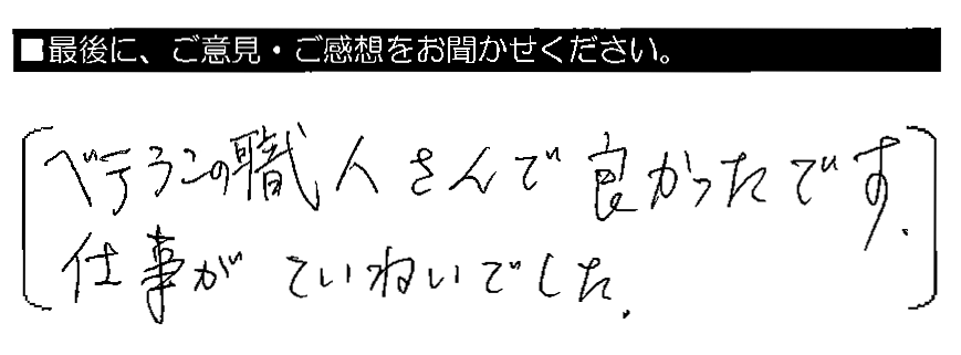 ベテランの職人さんで良かったです。仕事がていねいでした。