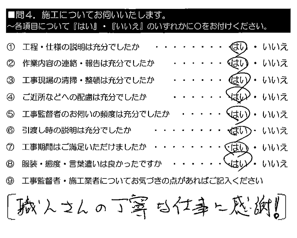 職人さんの丁寧な仕事に感謝！