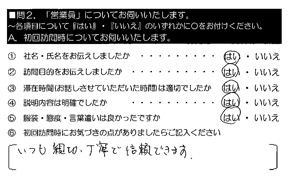 いつも親切・丁寧で信頼できます。