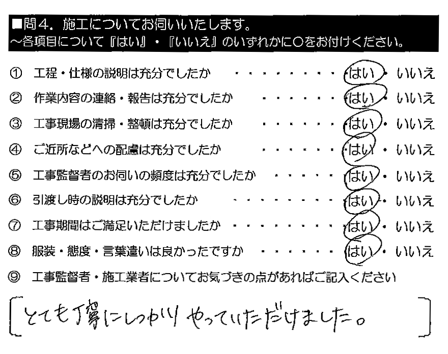 とても丁寧にしっかりやっていただけました。