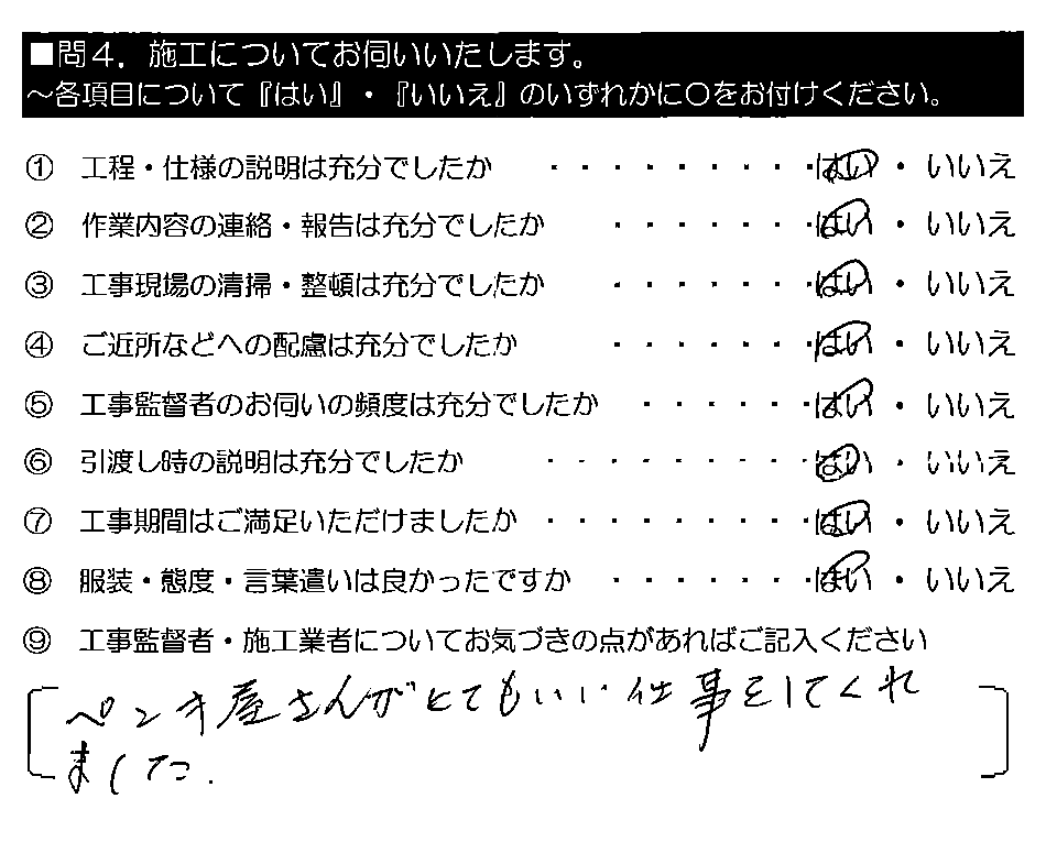 ペンキ屋さんがとてもいい仕事をしてくれました。