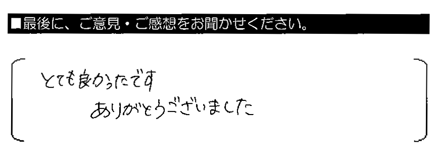 とても良かったです。ありがとうございました。