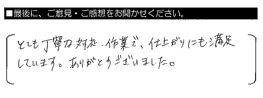 とても丁寧な対応・作業で、仕上がりにも満足しています。ありがとうございました。