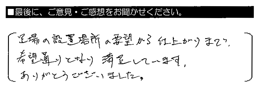 足場の設置場所の要望から仕上がりまで、希望通りとなり満足しています。ありがとうございました。