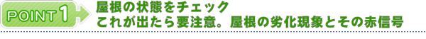 ポイント1 屋根の状態をチェック。これが出たら要注意。屋根の劣化現象とその赤信号